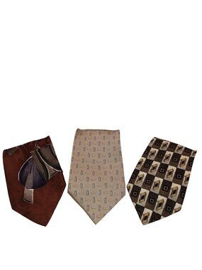 Croft & Barrow Ties Y2K 100% Silk 3 Geometric Abstract 58-59 Long 4 Wide Men's